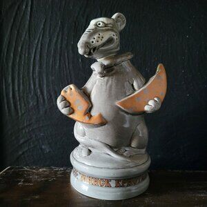 Vtg Empty Porcelain Mouse/ Rat & Cheese Statuette Decanter From Minsk Belarus
